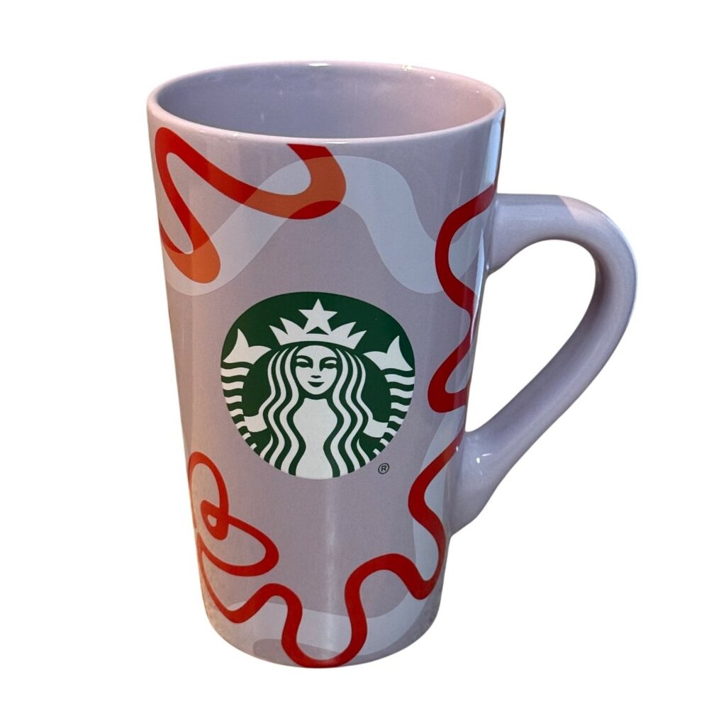 Starbucks 2023 Purple Haze Red Ribbon 16fl oz Ceramic Coffee Mug Cup Handle